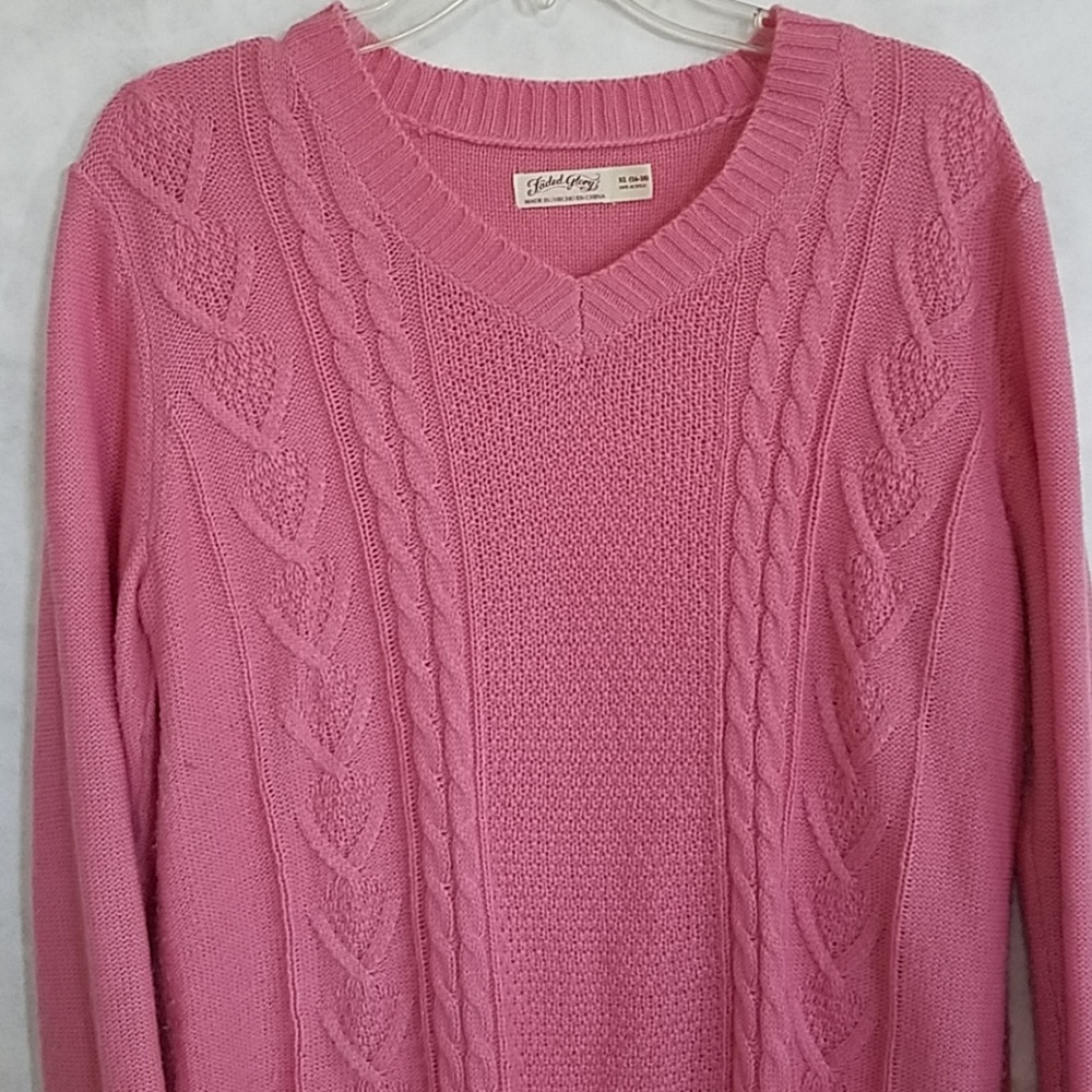 Faded Glory XL (16-18) Cabke knit Sweater Pink